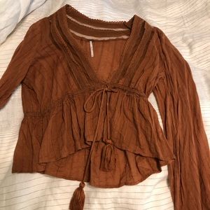 free People burnt orange crop top